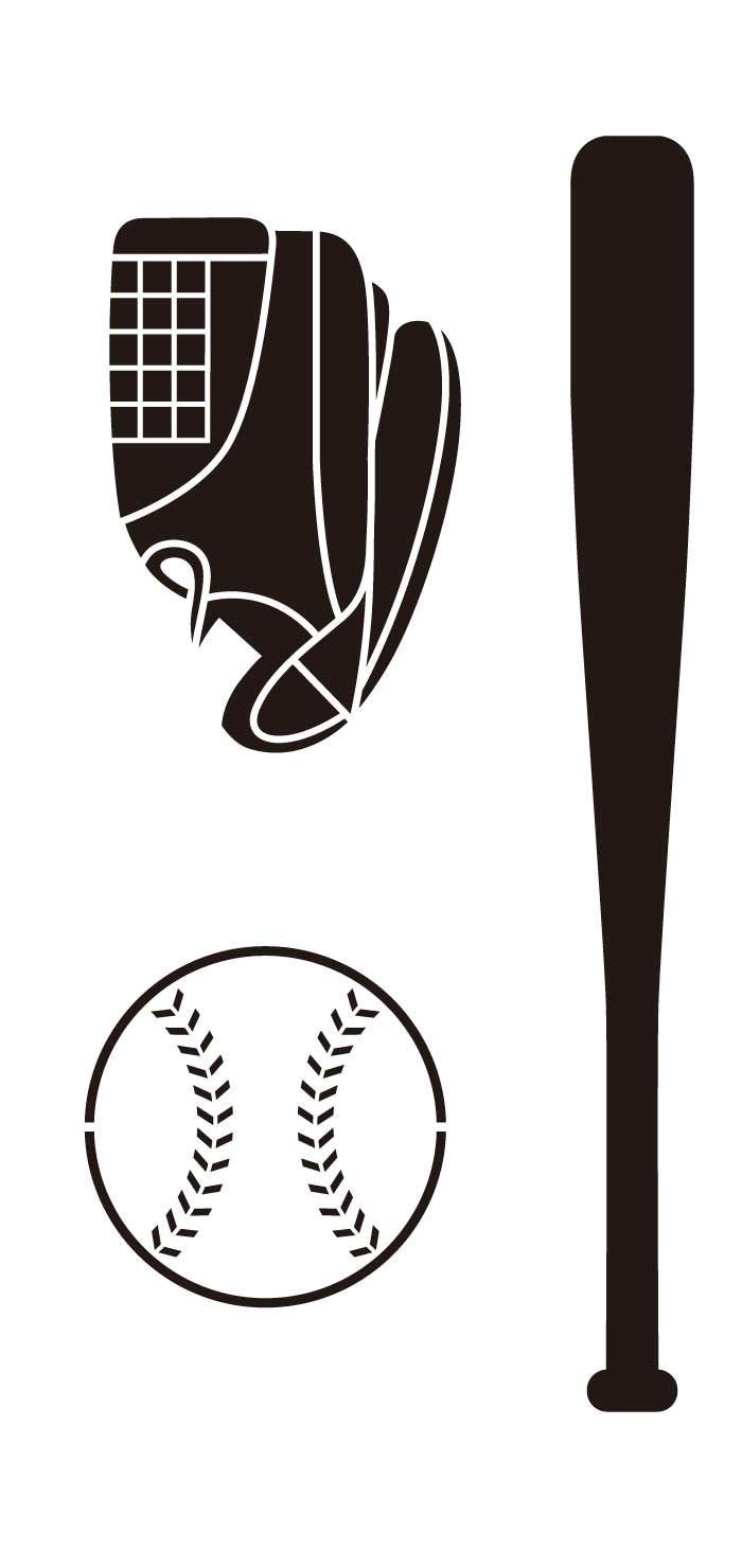バット・グローブ・野球ボールの無料イラスト