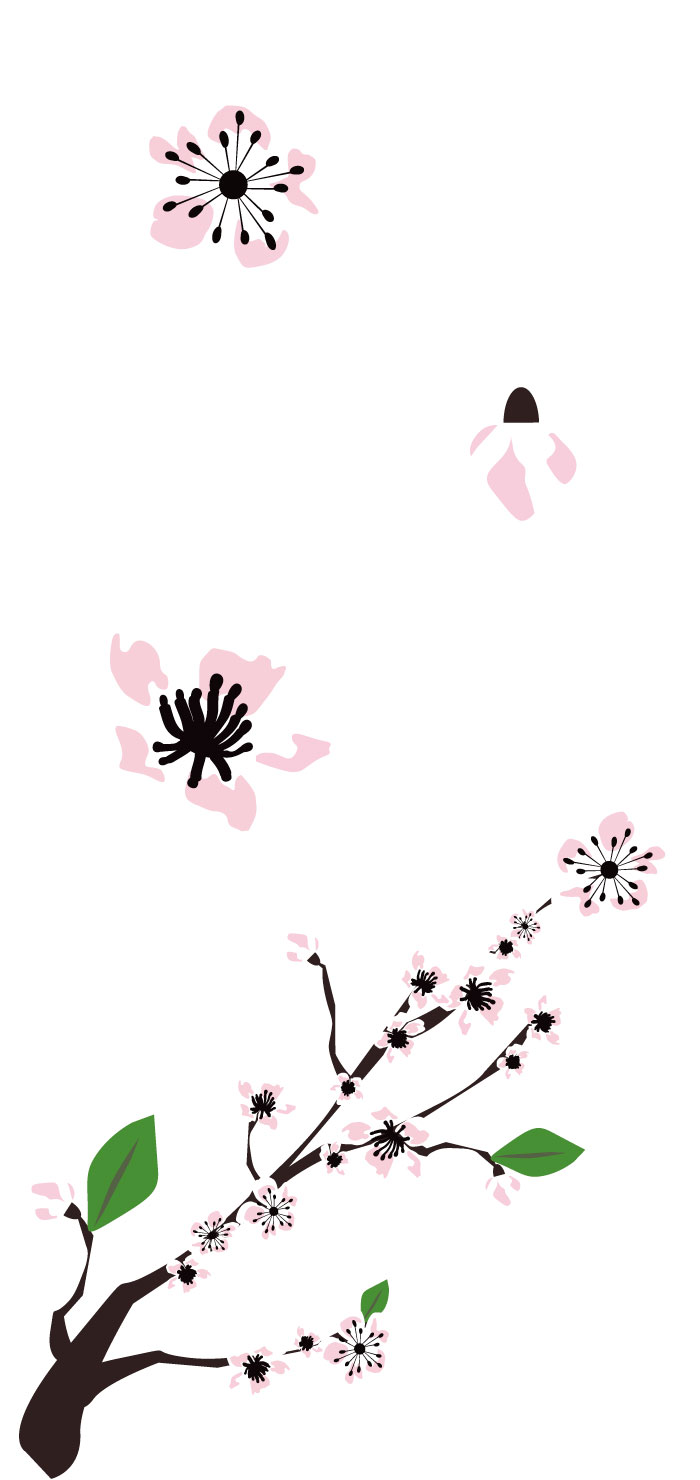 桜の花びら・つぼみ・枝の無料イラスト