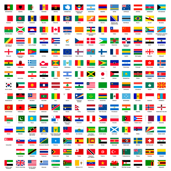 世界の国旗の無料イラスト