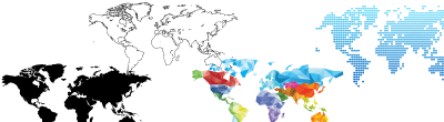 世界の白地図の無料イラスト